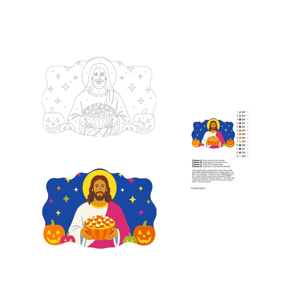 Paint by Numbers - Wooden Door Hanger | Jesus with a Pumpkin Pie