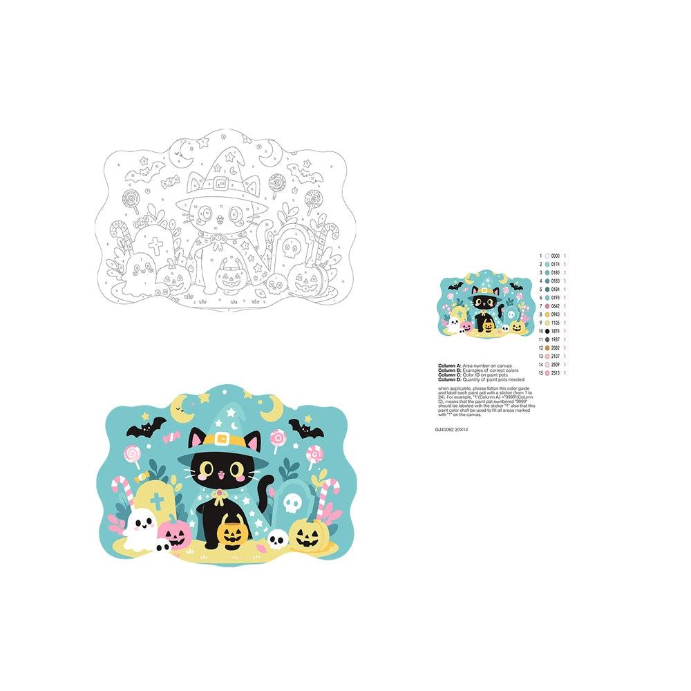 Paint by Numbers - Wooden Door Hanger | Little Black Cat with a Candy Bucket