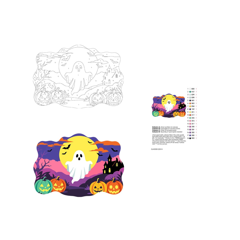 Paint by Numbers - Wooden Door Hanger | Little Ghost in the Moonlight