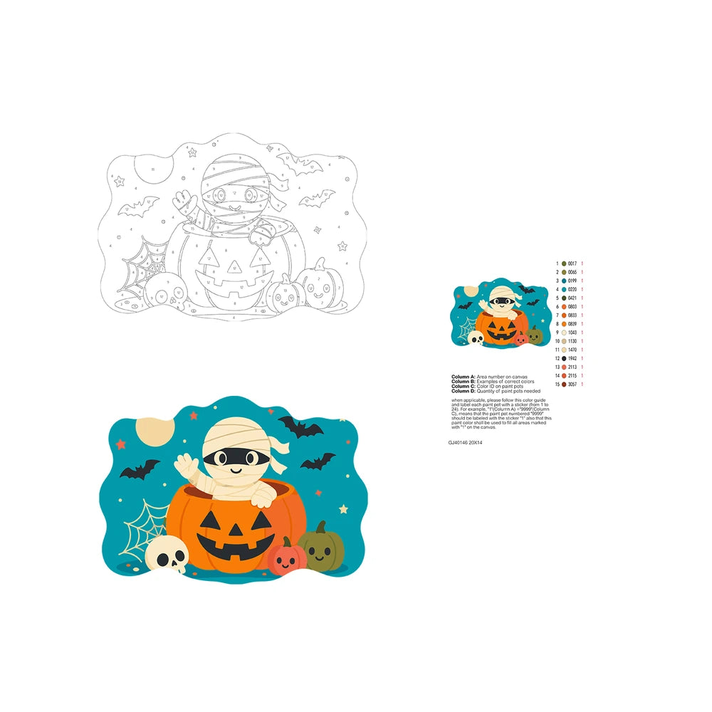 Paint by Numbers - Wooden Door Hanger | Mummy in a Jack-o'-Lantern