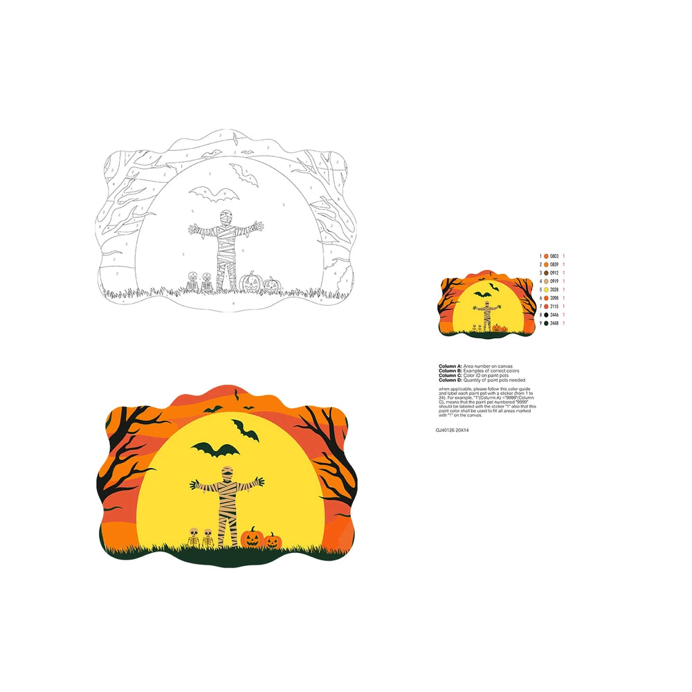 Paint by Numbers - Wooden Door Hanger | Mummy in the Orange Moon