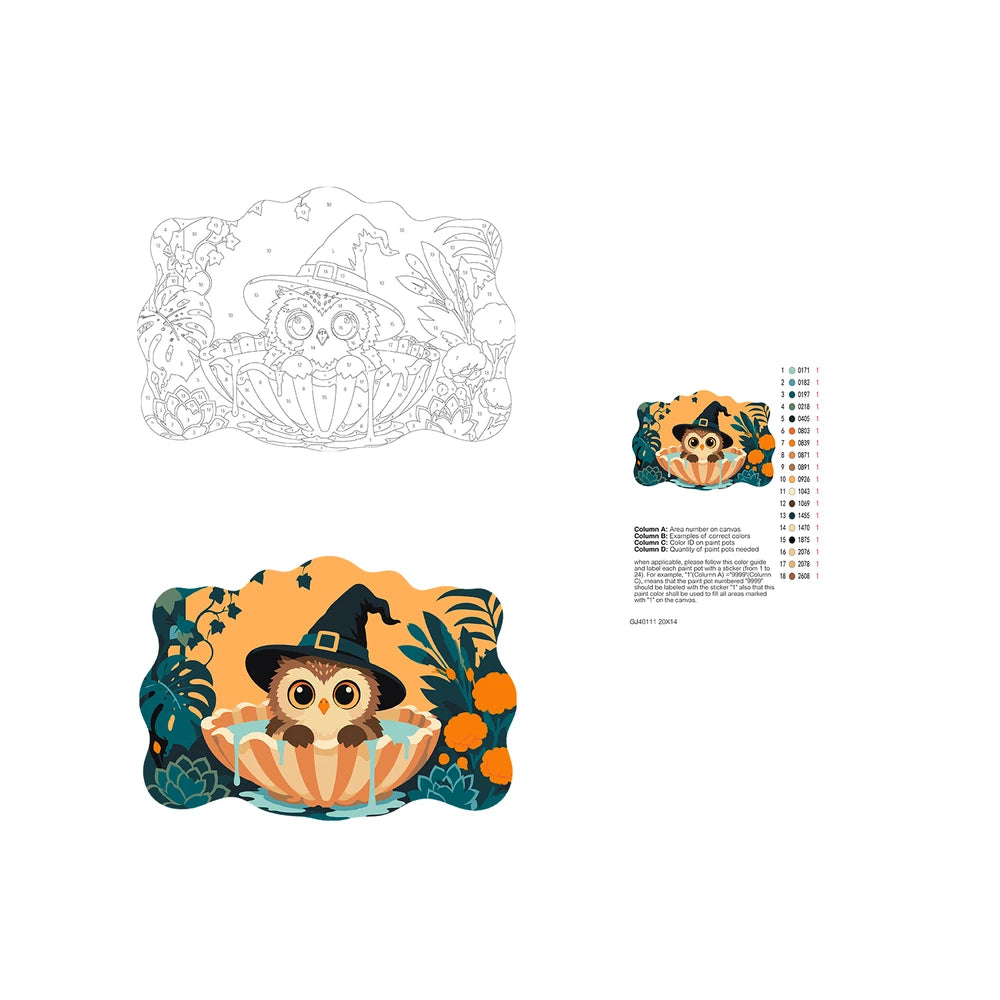 Paint by Numbers - Wooden Door Hanger | Owl Witch in the Bathtub