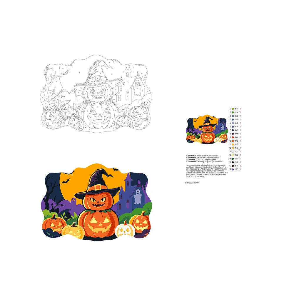 Paint by Numbers - Wooden Door Hanger | Pumpkin Head in a Witch Hat