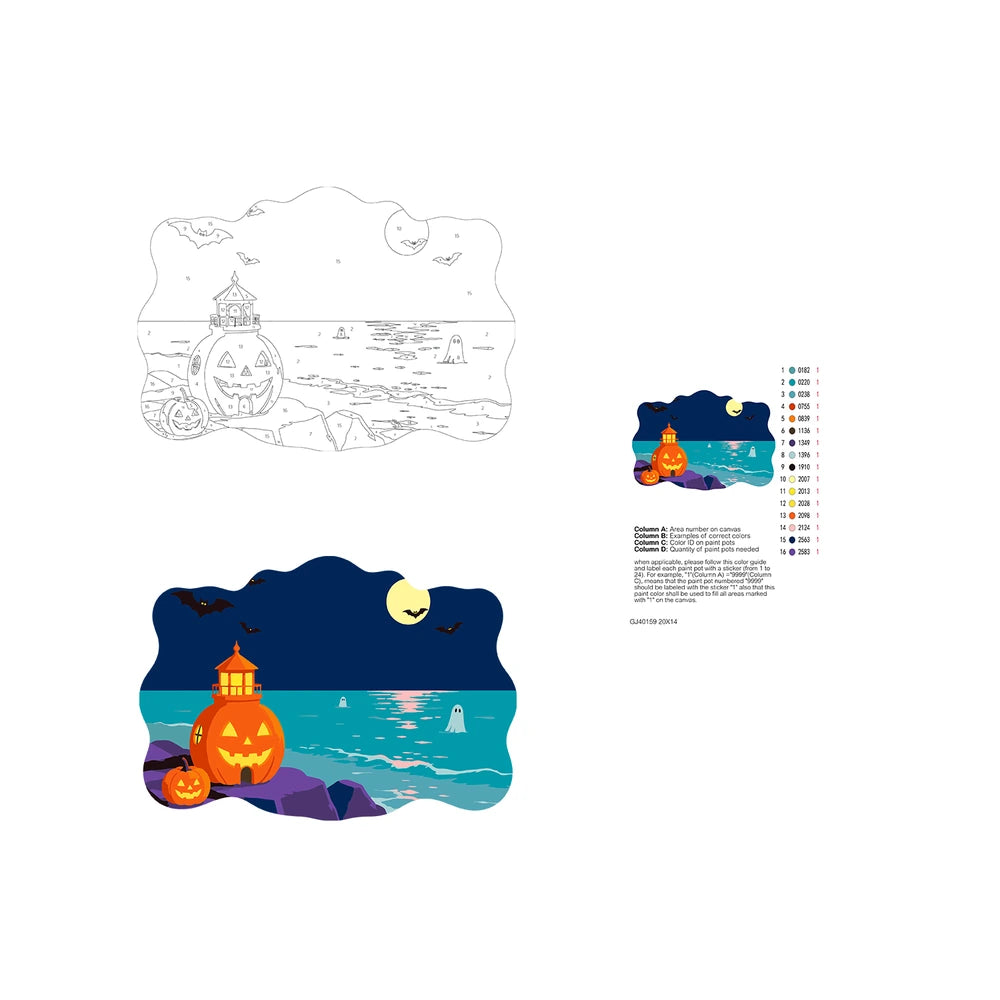 Paint by Numbers - Wooden Door Hanger | Pumpkin Lighthouse by the Sea