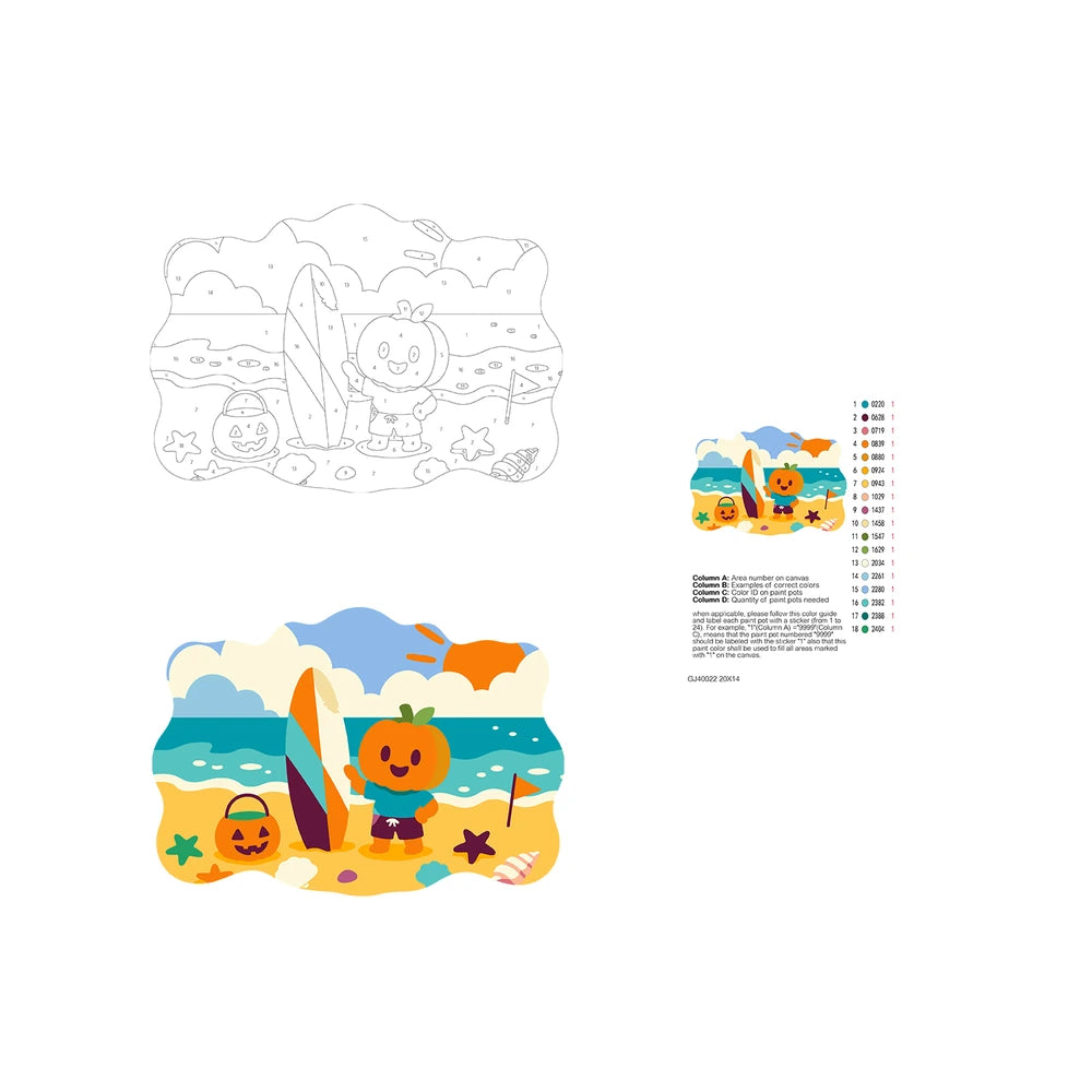 Paint by Numbers - Wooden Door Hanger | Pumpkin Man at the Beach