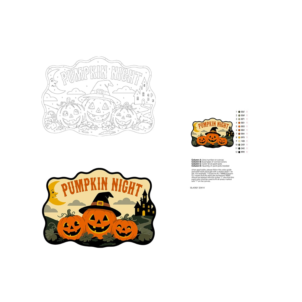 Paint by Numbers - Wooden Door Hanger | Pumpkin Night