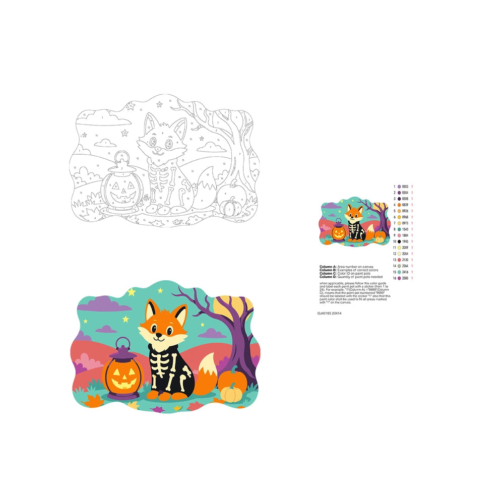 Paint by Numbers - Wooden Door Hanger | Skeleton Fox with a Lantern