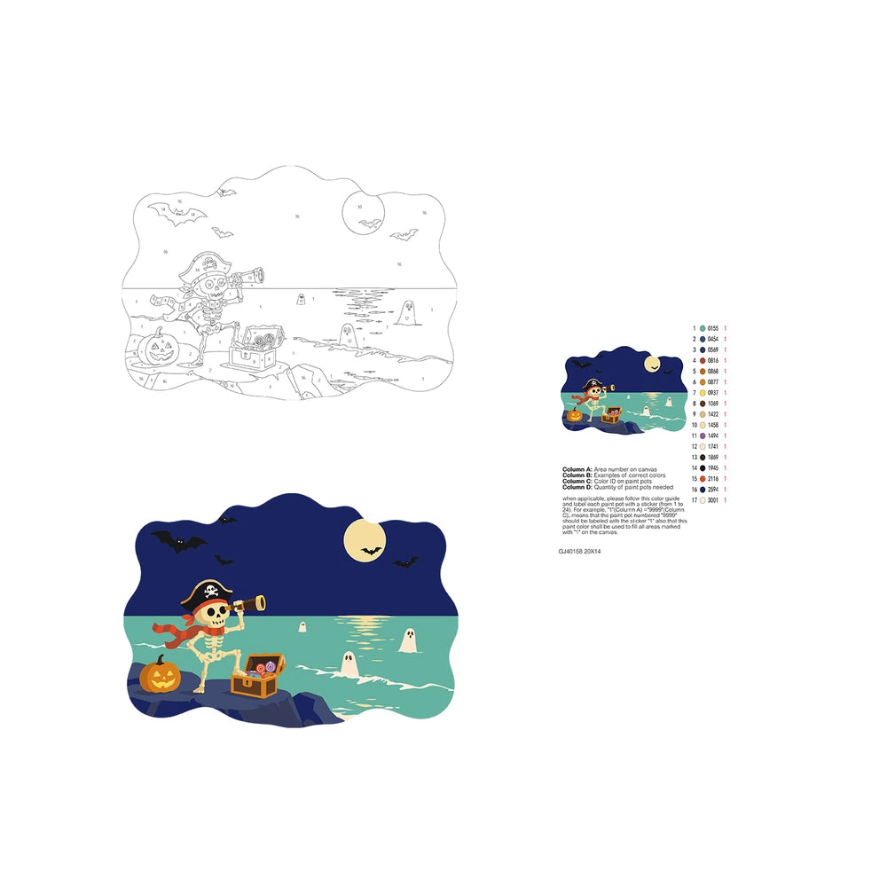 Paint by Numbers - Wooden Door Hanger | Skeleton Pirate by the Sea