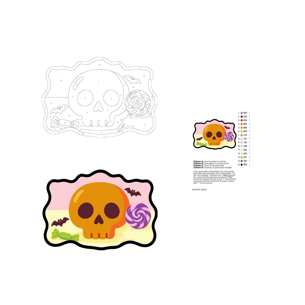 Paint by Numbers - Wooden Door Hanger | Skull with a Lollipop