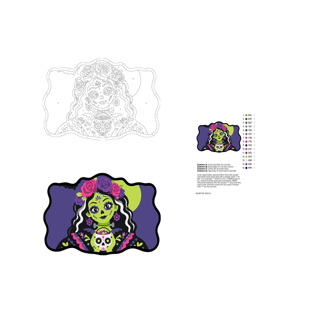 Paint by Numbers - Wooden Door Hanger | Sugar Skull Girl with Roses