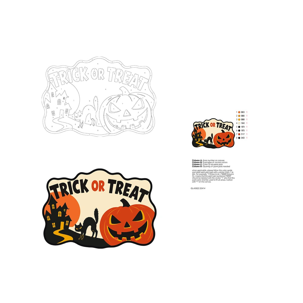Paint by Numbers - Wooden Door Hanger | Trick or Treat Pumpkin Path