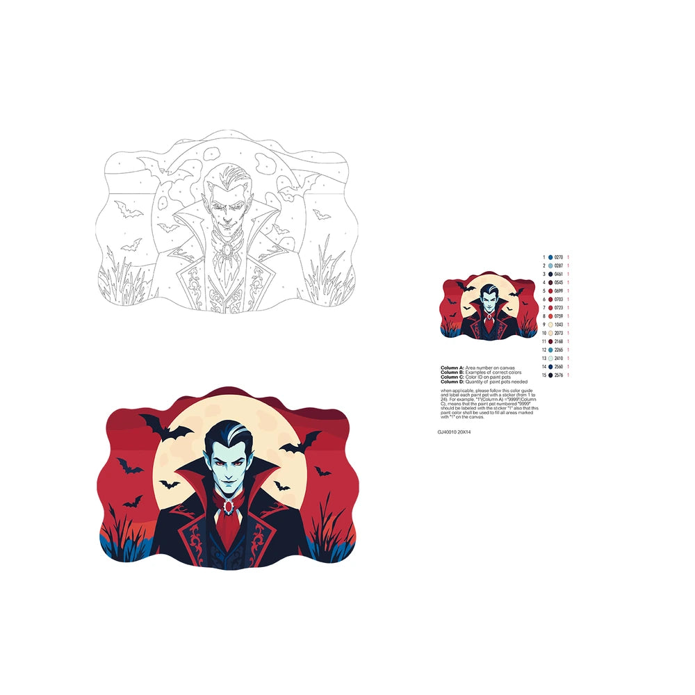 Paint by Numbers - Wooden Door Hanger | Vampire Under the Full Moon