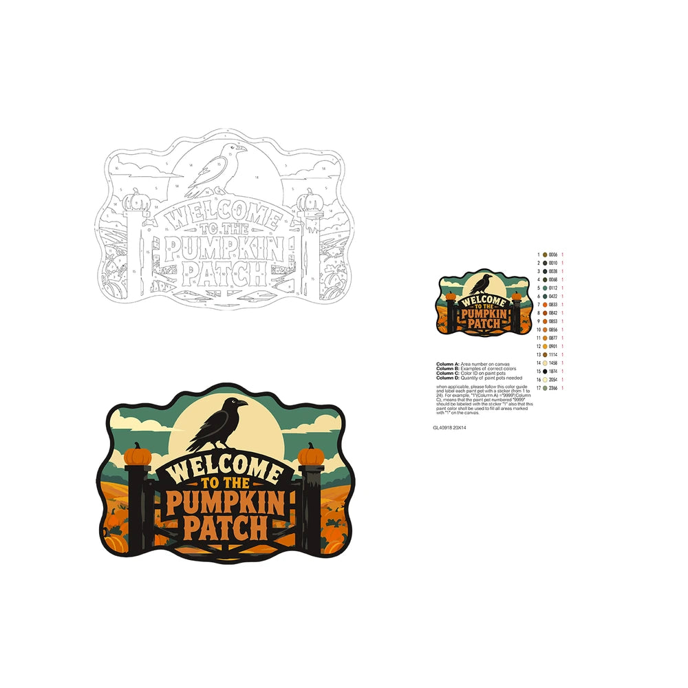 Paint by Numbers - Wooden Door Hanger | Welcome to the Pumpkin Patch Gate