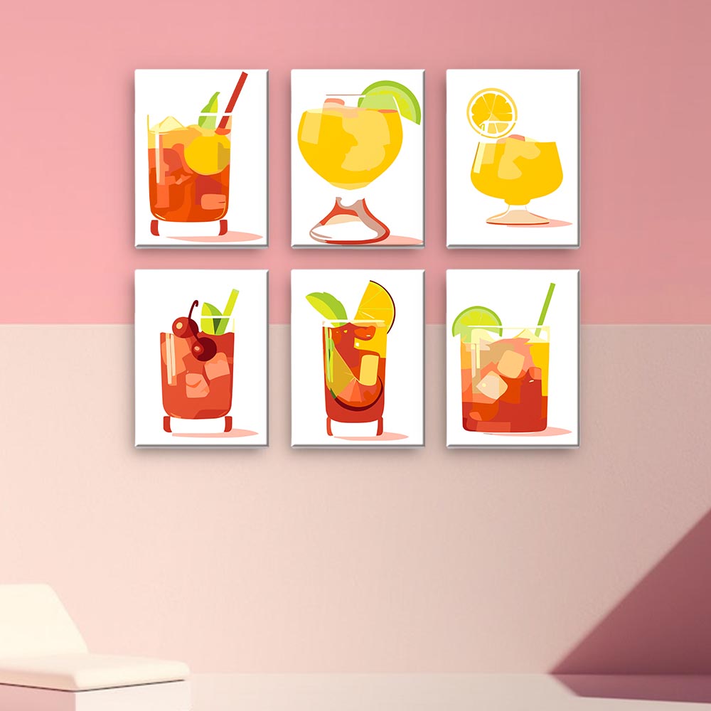 Paint by Numbers – 6 Mini Paintings | Refreshing Summer Cocktails Set