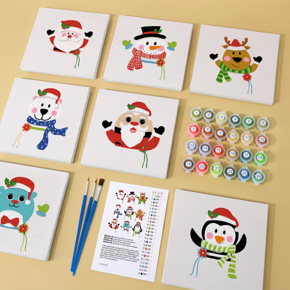 Paint by Numbers – 9 Mini Paintings | Christmas Friends Set