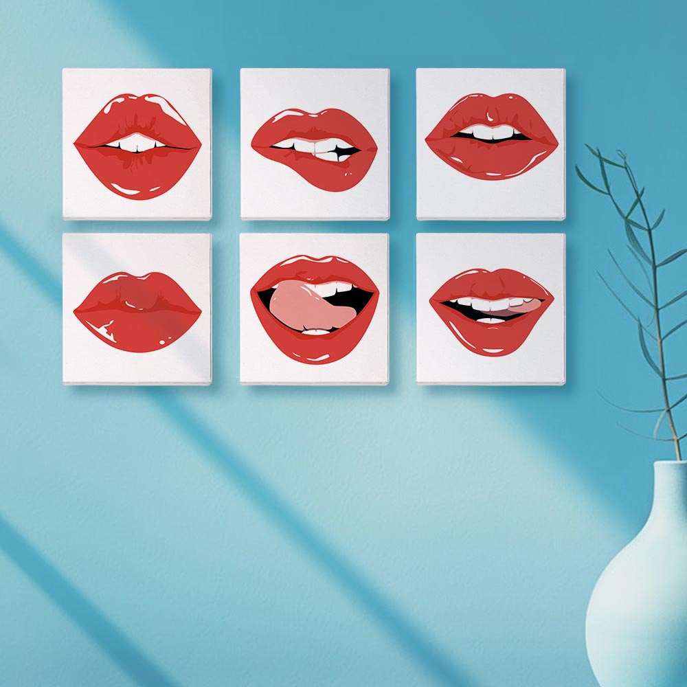 Paint by Numbers – 6 Mini Paintings | Pop Art Lips Expressions Set
