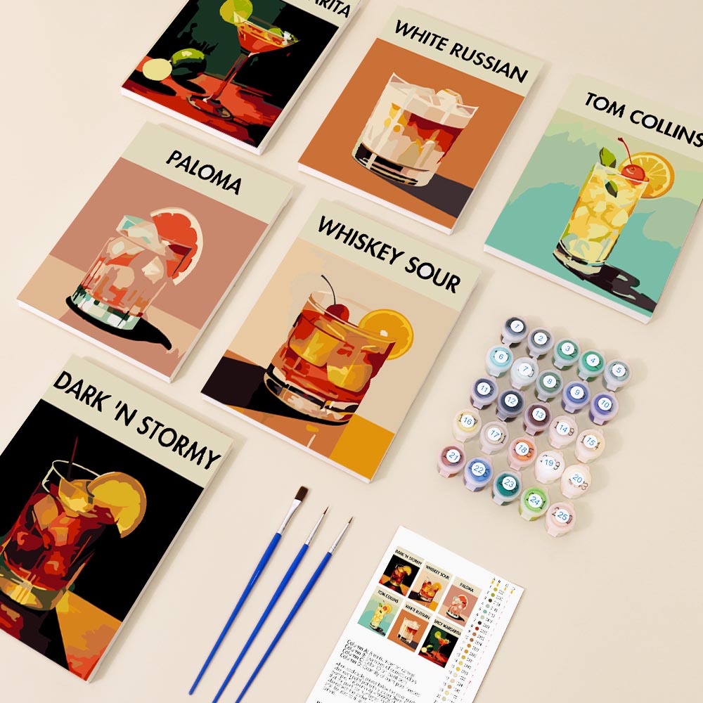Paint by Numbers – 6 Mini Paintings | Signature Cocktails Set