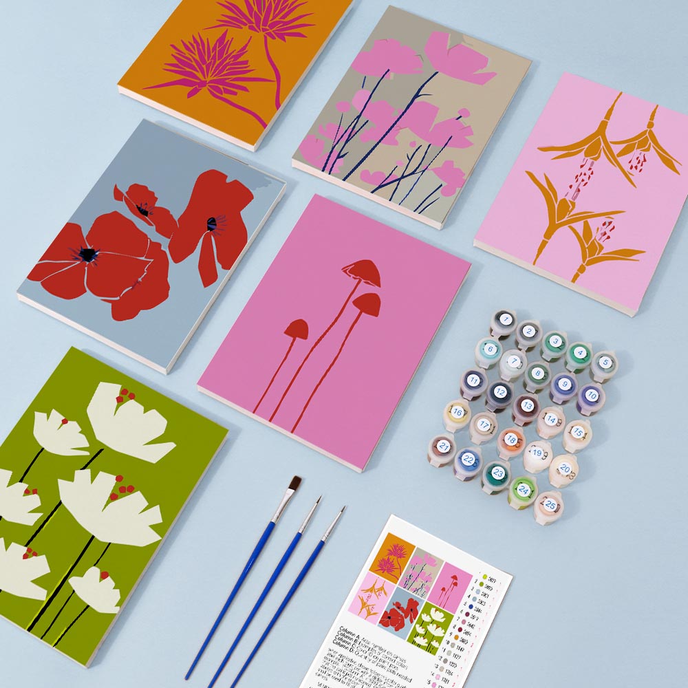 Paint by Numbers – 6 Mini Paintings | Bold Botanical Silhouettes Set