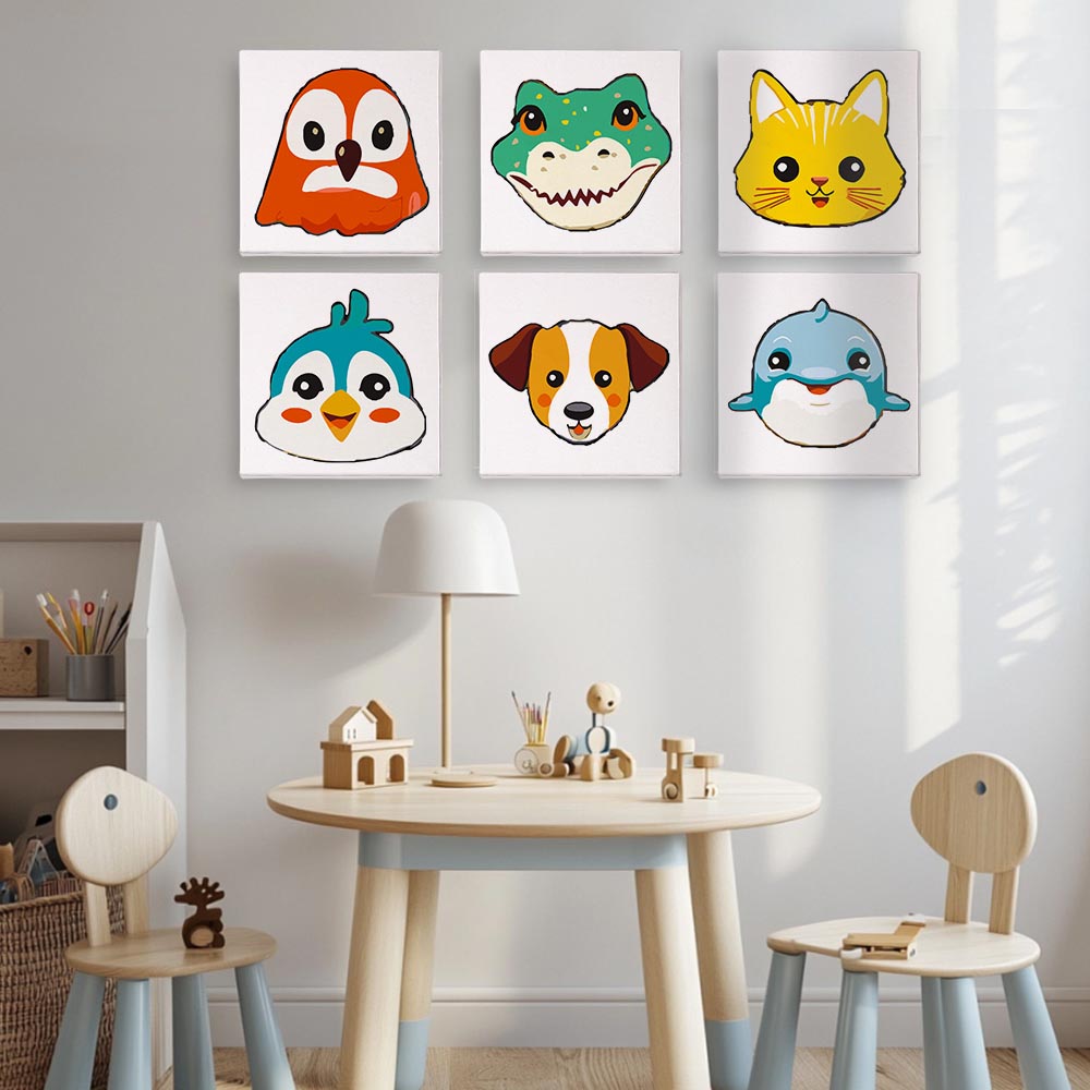 Paint by Numbers – 6 Mini Paintings | Funny Animal Faces Set
