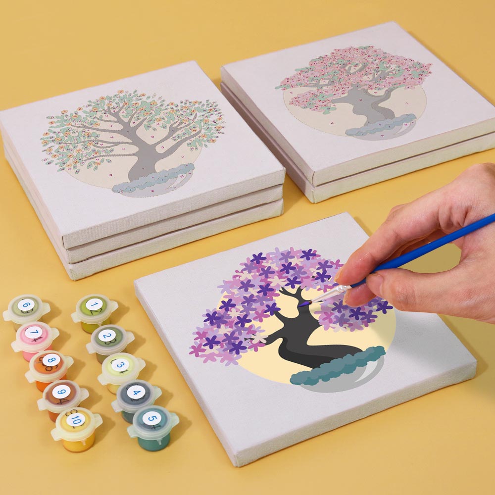 Paint by Numbers – 6 Mini Paintings | Bonsai Trees Set