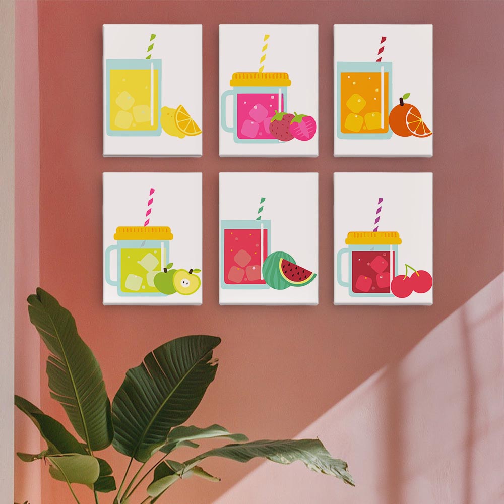 Paint by Numbers – 6 Mini Paintings | Cute Fruit Juice Mugs Set