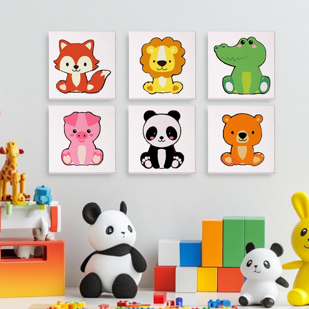 Paint by Numbers – 6 Mini Paintings | Kawaii Animal Friends Set