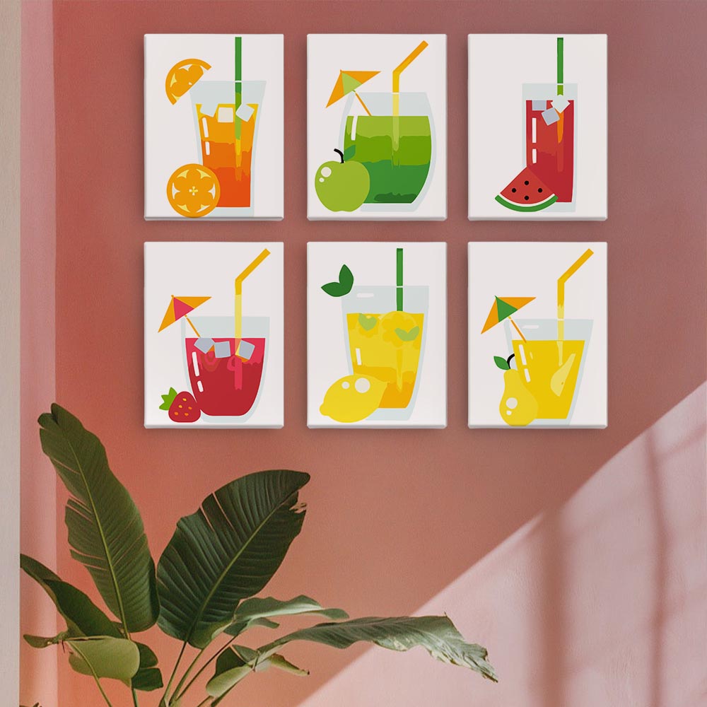 Paint by Numbers – 6 Mini Paintings | Fresh Summer Juice Set