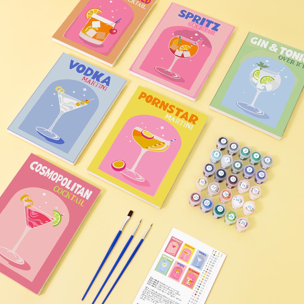 Paint by Numbers – 6 Mini Paintings | Pop Art Cocktails Set