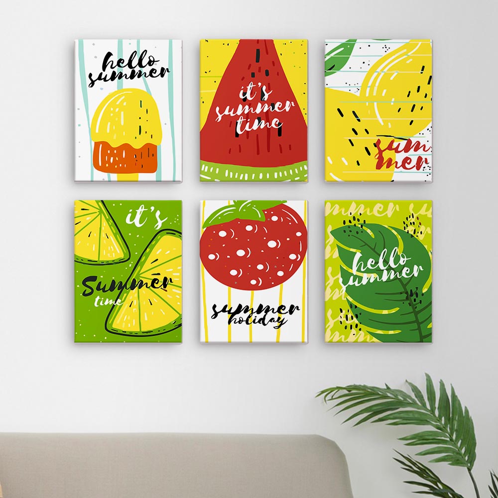 Paint by Numbers – 6 Mini Paintings | Summer Fruits & Fun Set