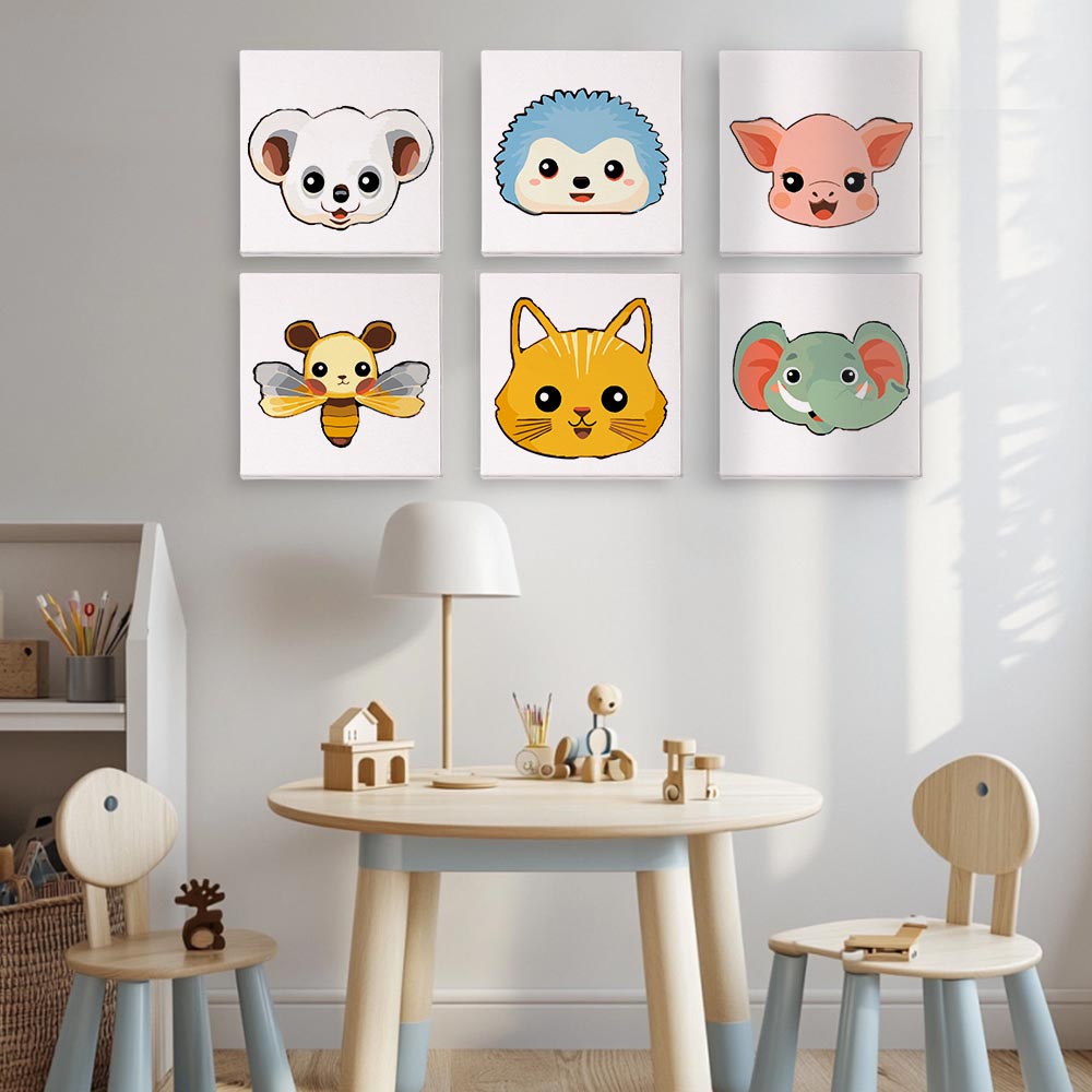 Paint by Numbers – 6 Mini Paintings | Sweet Animal Faces Set