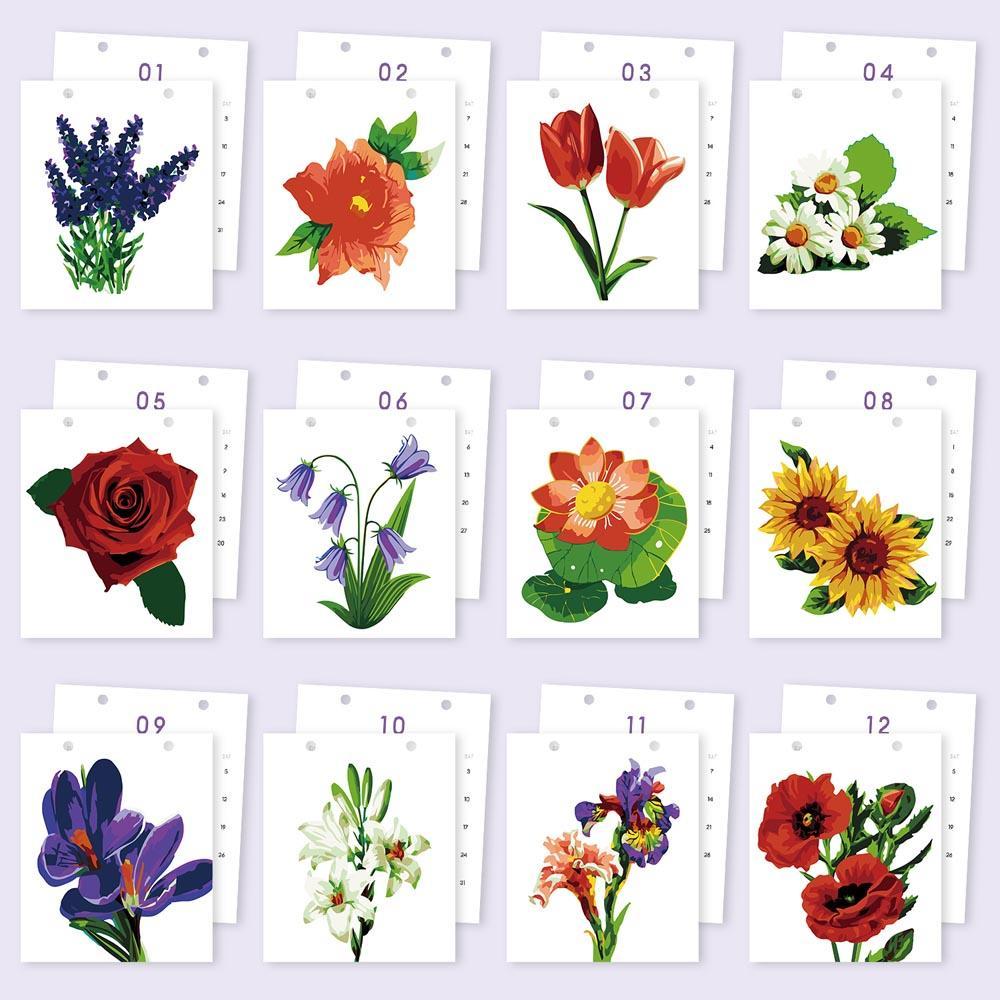 Paint by Numbers - 2026 Desk Calendar - Blooming Beauties