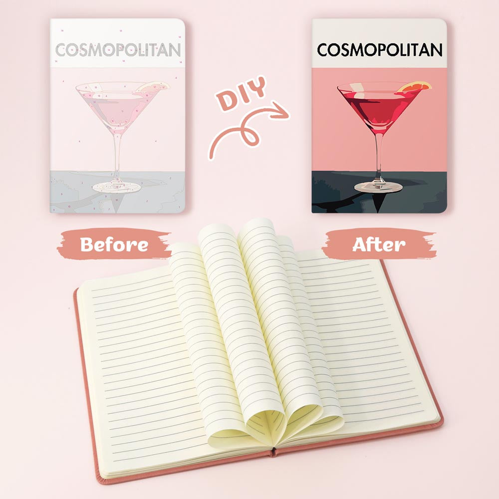 Paint by Numbers Hardcover Journal Notebook - Cosmopolitan Cocktail