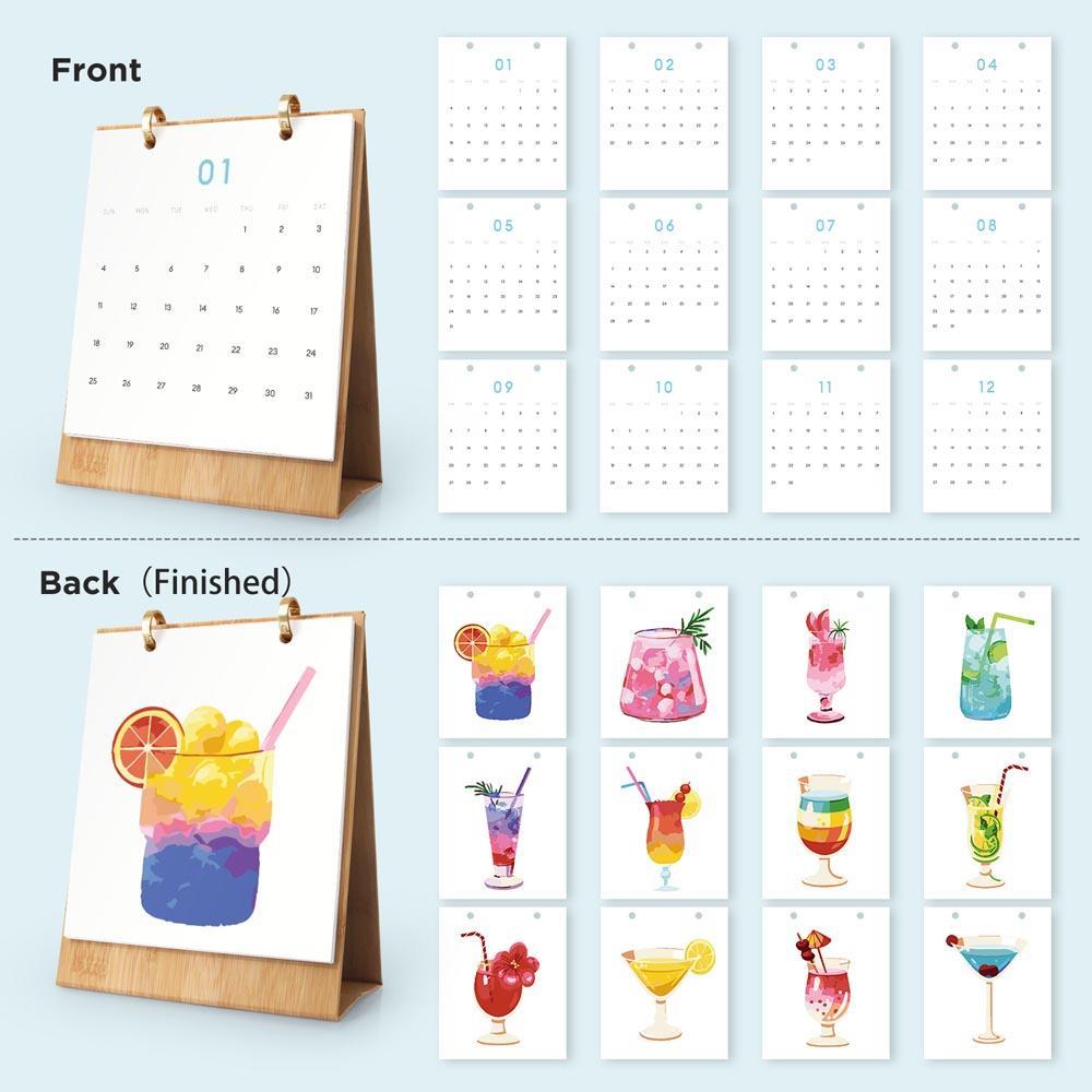 Paint by Numbers - 2026 Desk Calendar - Colorful Cocktails