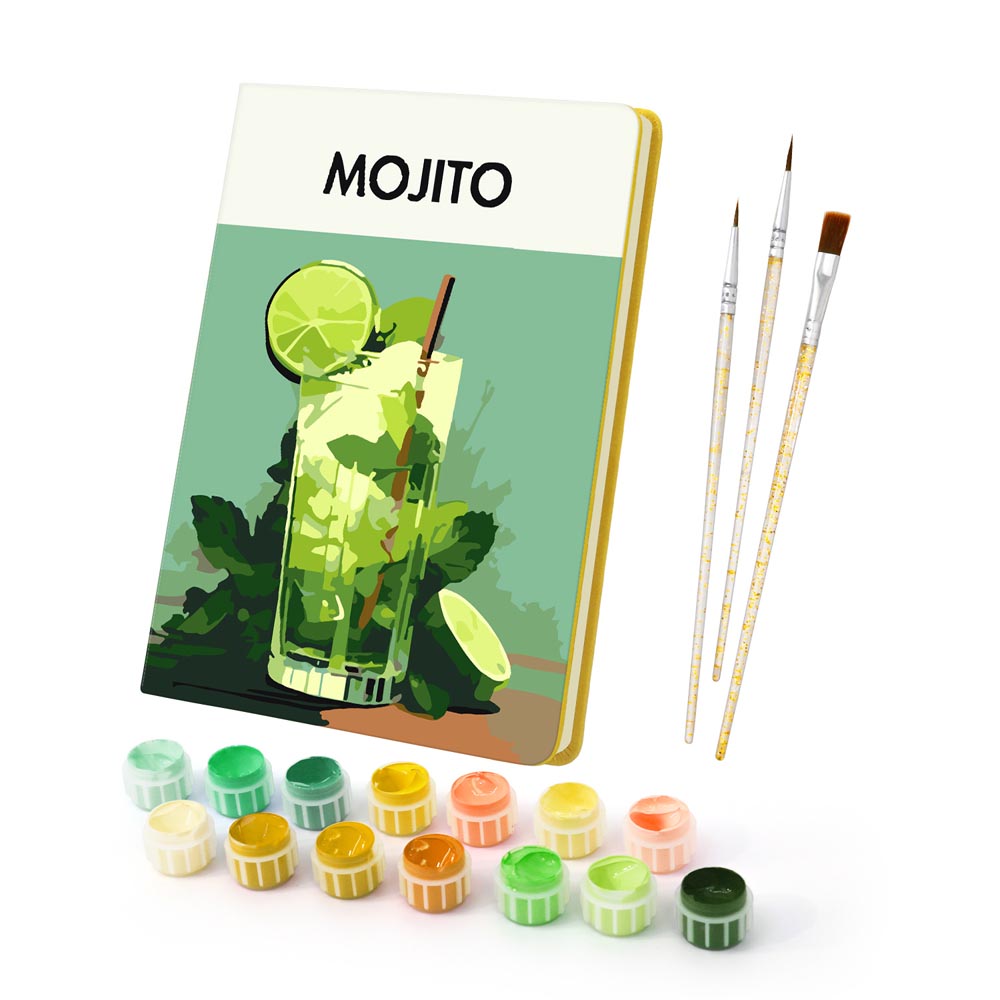 Paint by Numbers Hardcover Journal Notebook - Mojito Cocktail