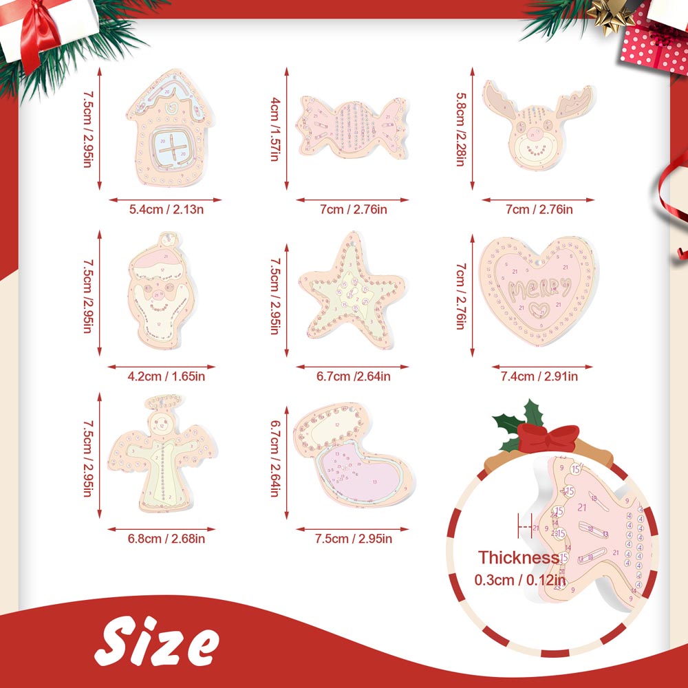 Paint by Numbers – 8 Christmas Ornaments – Colorful Reindeer, Santa & Festive Shapes Set