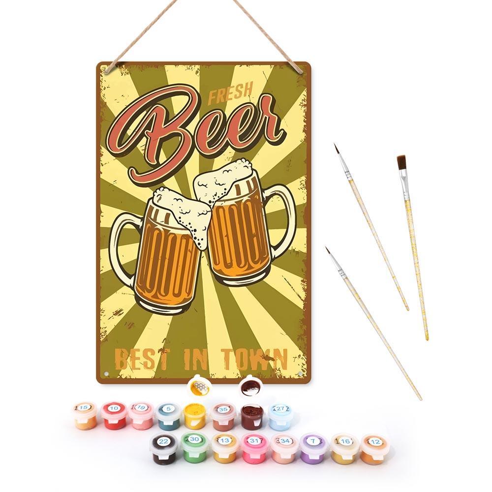 Paint by Numbers – Vintage Metal Bar Art | Fresh Beer Cheers