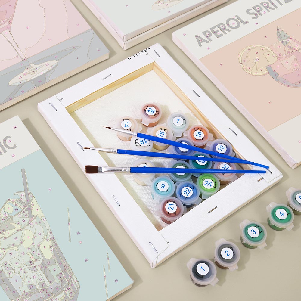 Paint by Numbers - 6 Mini Paintings | Classic Cocktails Set