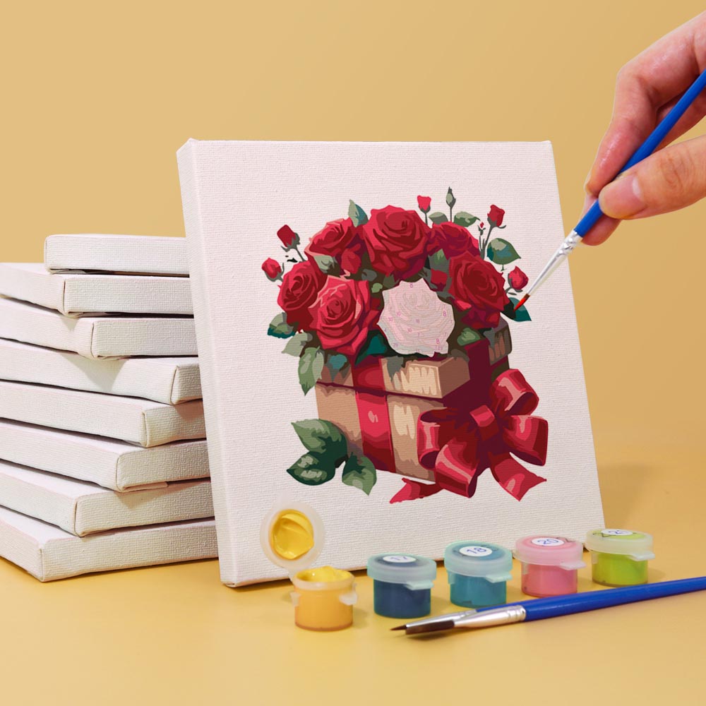 Paint by Numbers – 6 Mini Paintings | Red Rose Romance Set