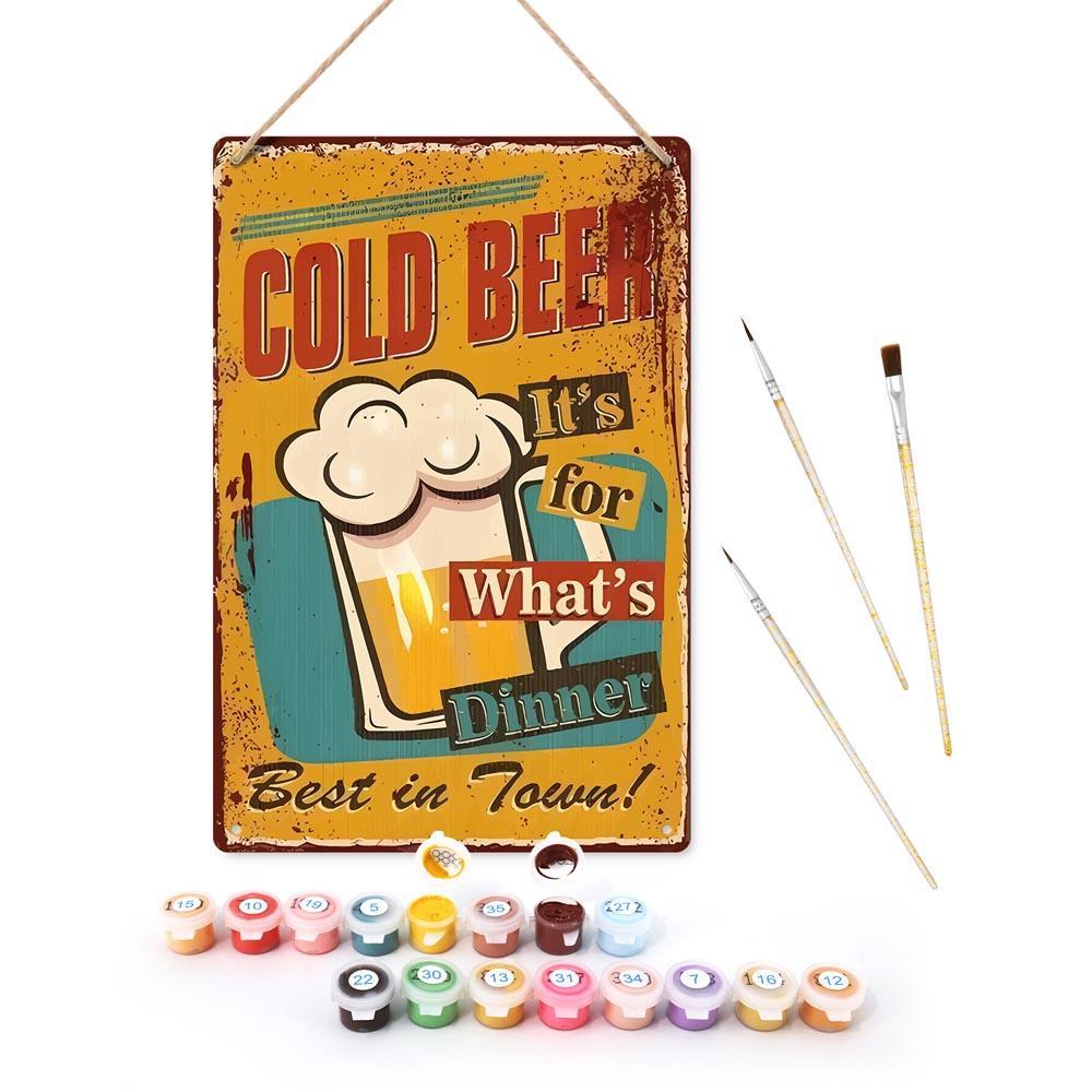 Paint by Numbers – Vintage Metal Bar Art | Cold Beer for Dinner