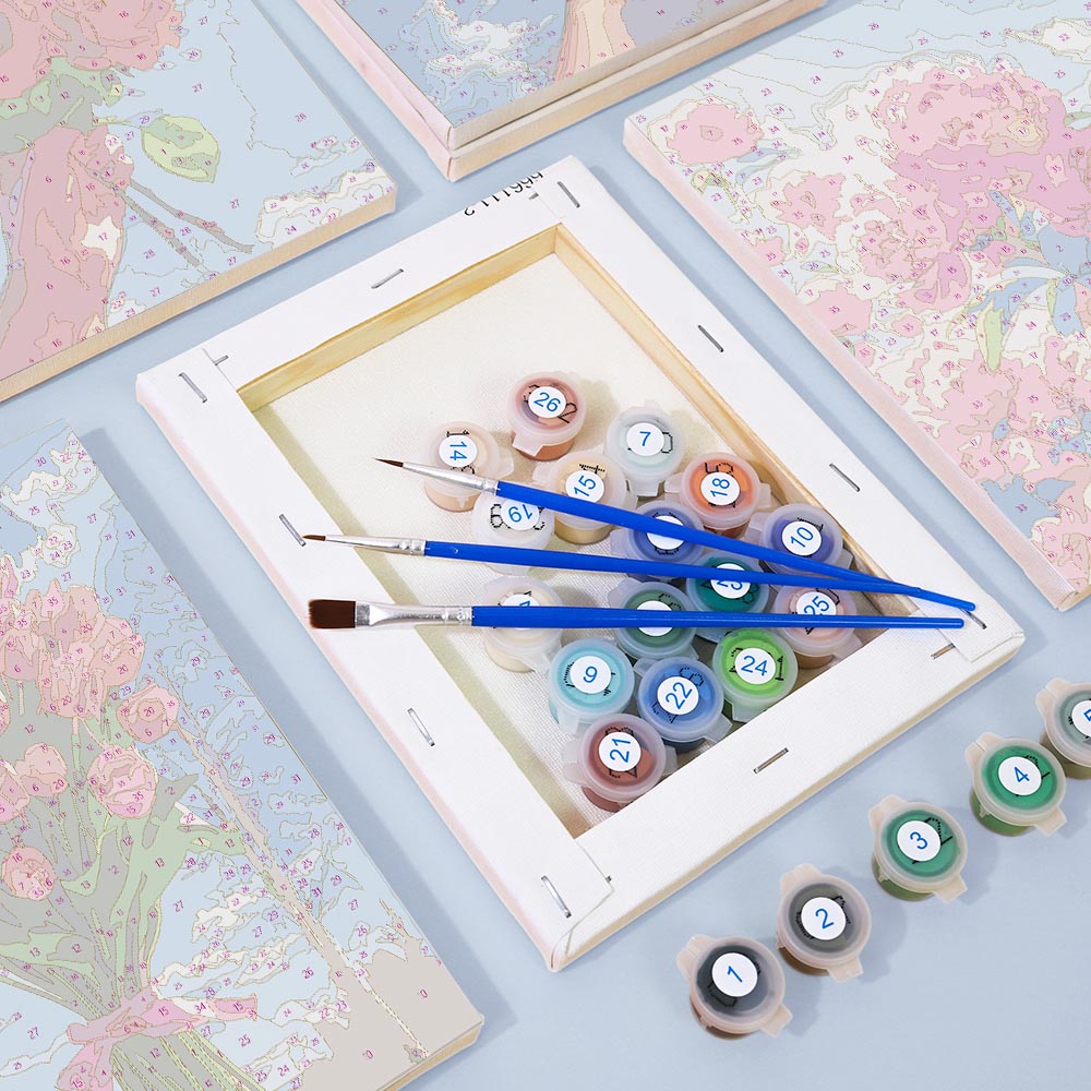 Paint by Numbers – 6 Mini Paintings | Flower Bouquets in the Sky Set
