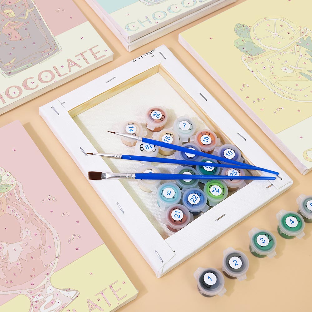 Paint by Numbers – 6 Mini Paintings | Retro Ice Cream & Drinks Set