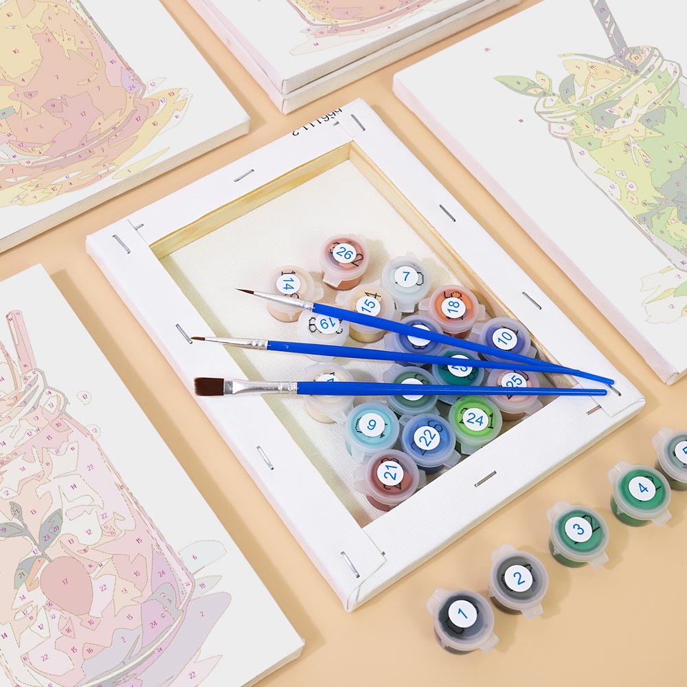 Paint by Numbers – 6 Mini Paintings | Mason Jar Fruit Drinks Set