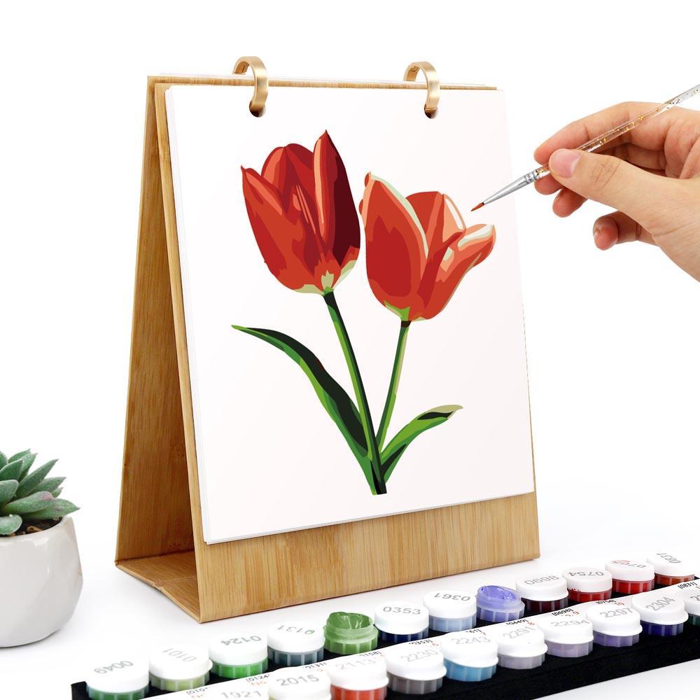 Paint by Numbers - 2026 Desk Calendar - Blooming Beauties