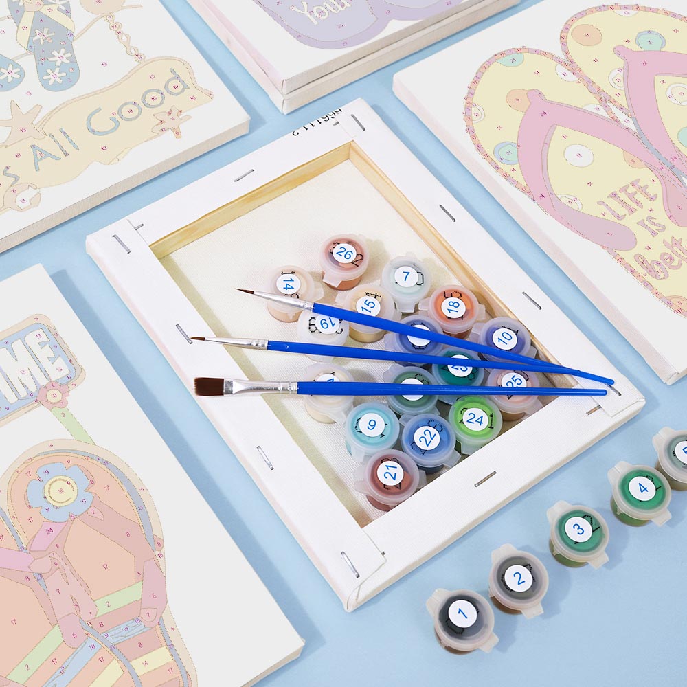 Paint by Numbers – 6 Mini Paintings | Fun Summer Flip-Flops Set