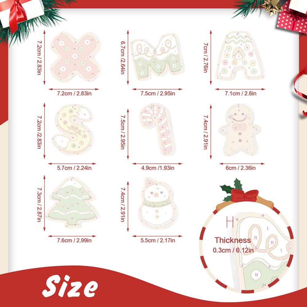 Paint by Numbers – 8 Christmas Ornaments – Gingerbread Cookies & Festive Treats Set