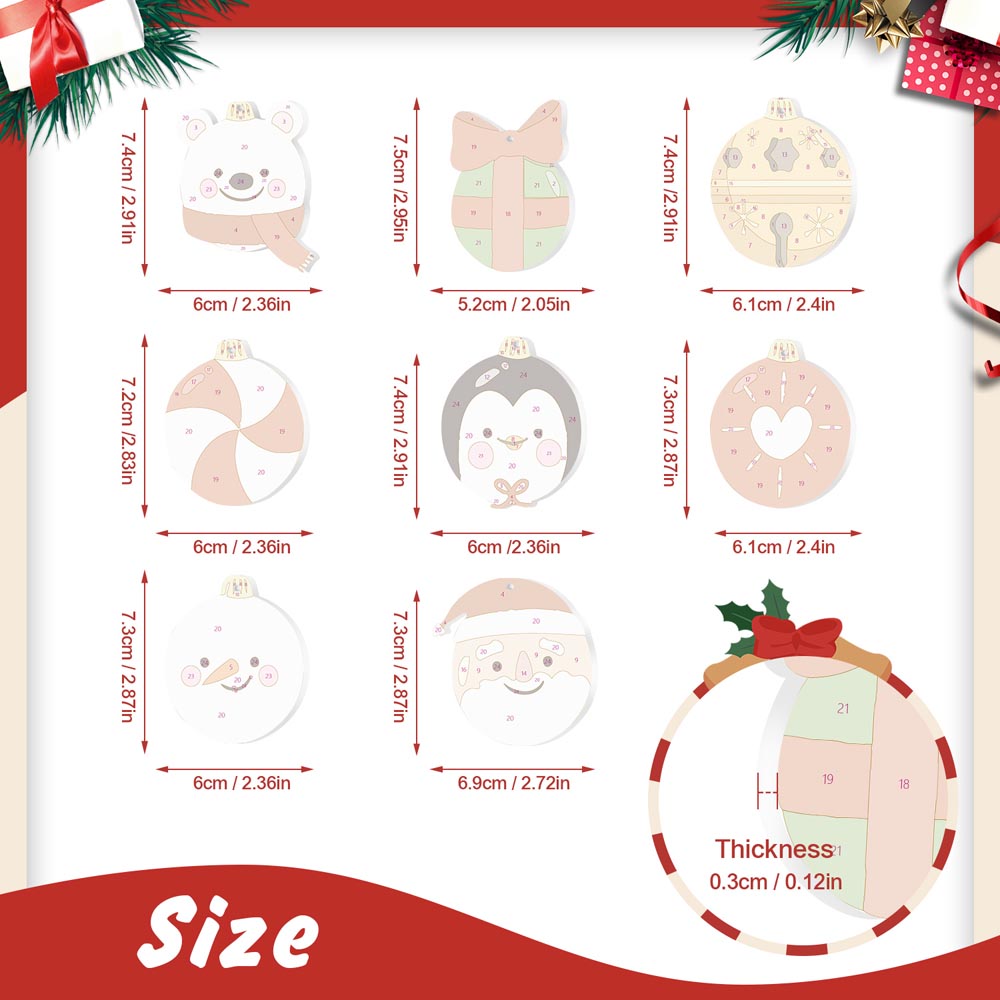 Paint by Numbers – 8 Christmas Ornaments – Polar Bear, Penguin & Festive Baubles Set