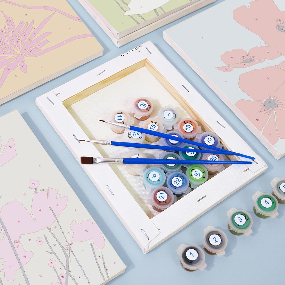 Paint by Numbers – 6 Mini Paintings | Bold Botanical Silhouettes Set