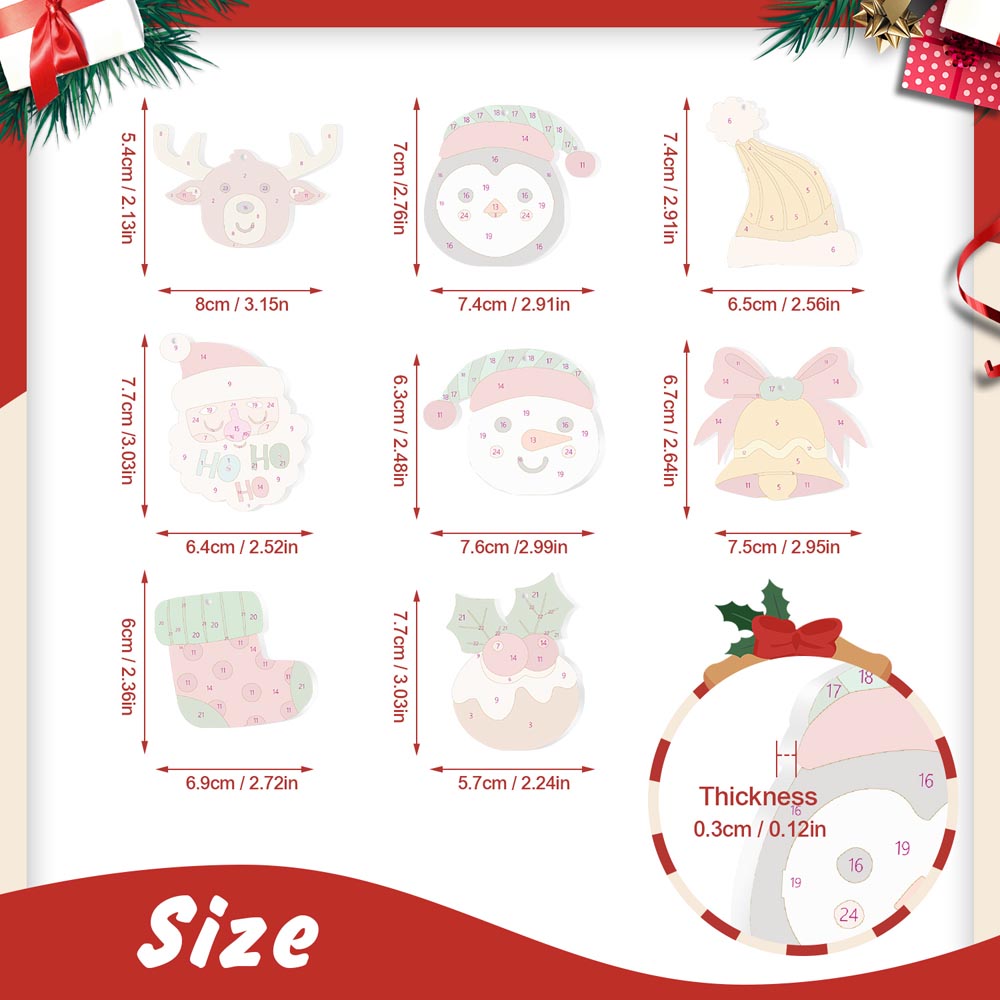 Paint by Numbers – 8 Christmas Ornaments – Reindeer, Penguin & Festive Friends Set