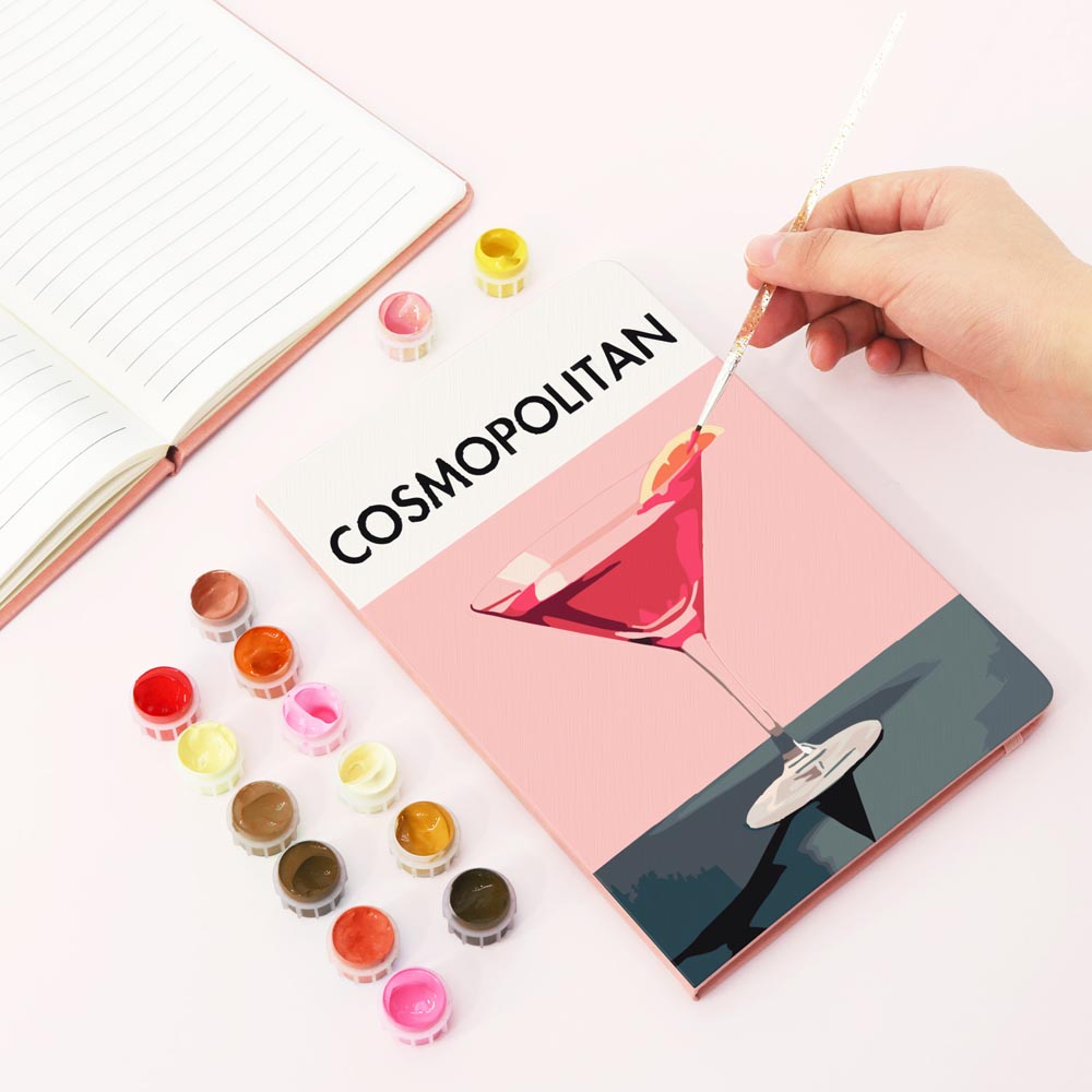 Paint by Numbers Hardcover Journal Notebook - Cosmopolitan Cocktail