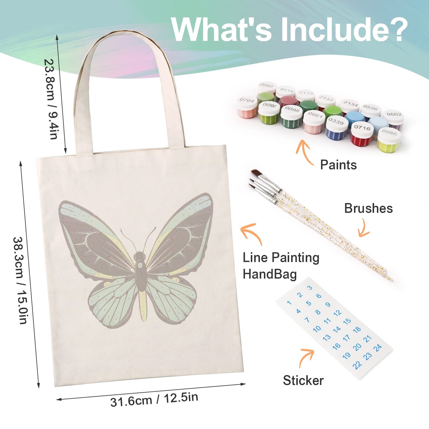 Paint by Numbers – DIY Totebag | Emerald Butterfly